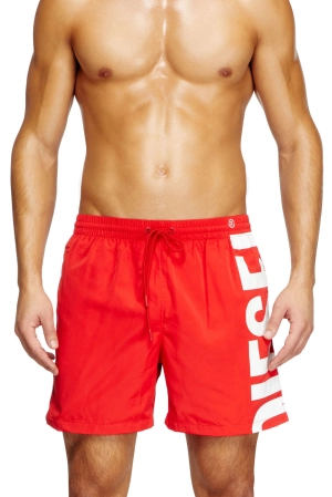 Rio-41-D-Core Mid-length swim shorts with maxi logo Red/White
