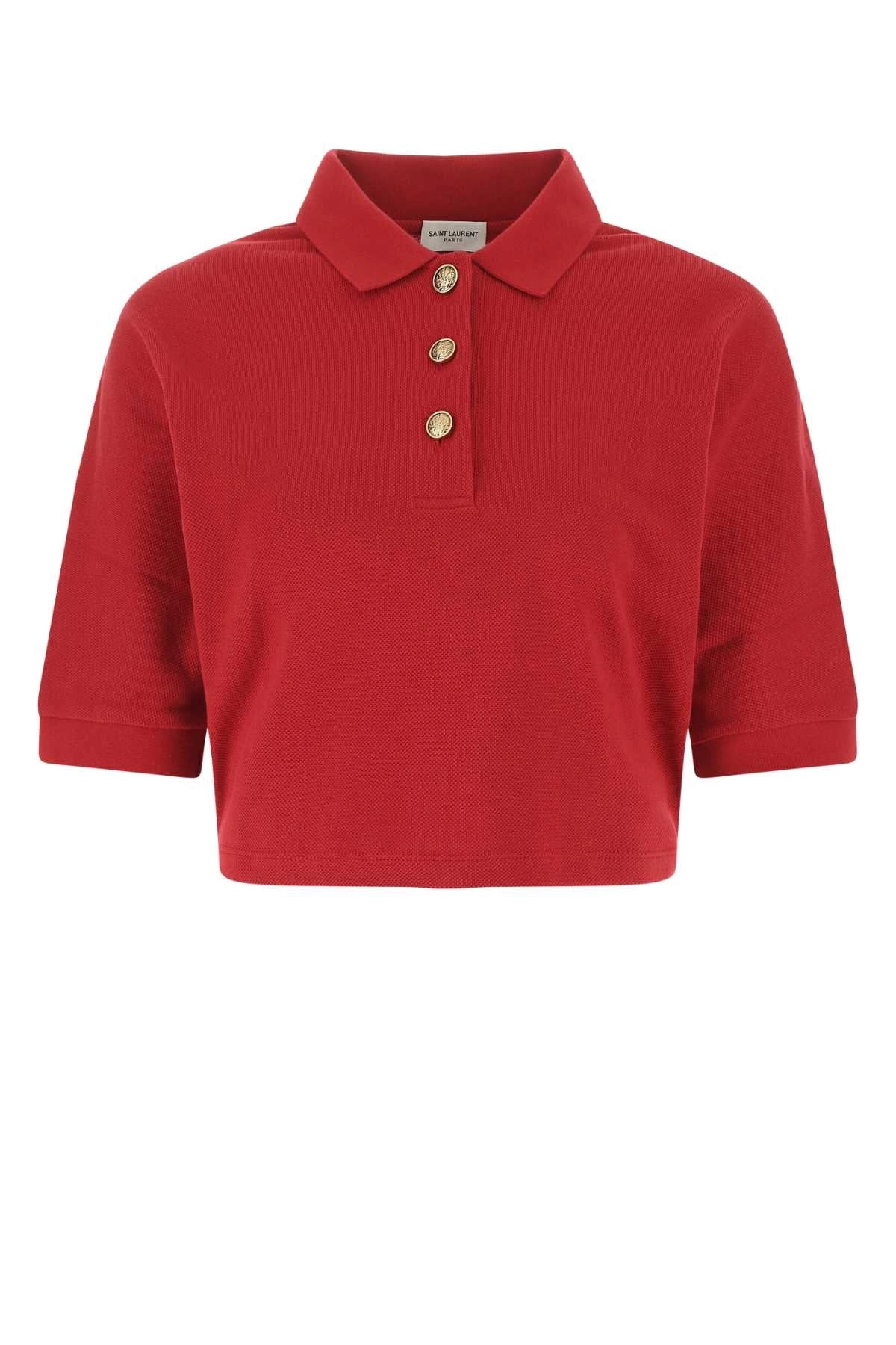 Saint Laurent Straight Hem Cropped Polo Top