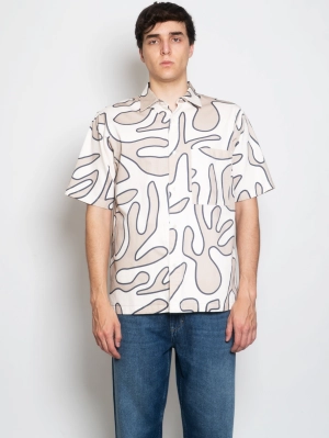 Short Sleeve Shirt with Beige Graphic Print