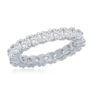 Sterling Silver 3mm CZ Eternity Band Ring - W-2446