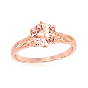 Sterling Silver 6-Prong 7mm Round Morganite CZ Ring - W-1938