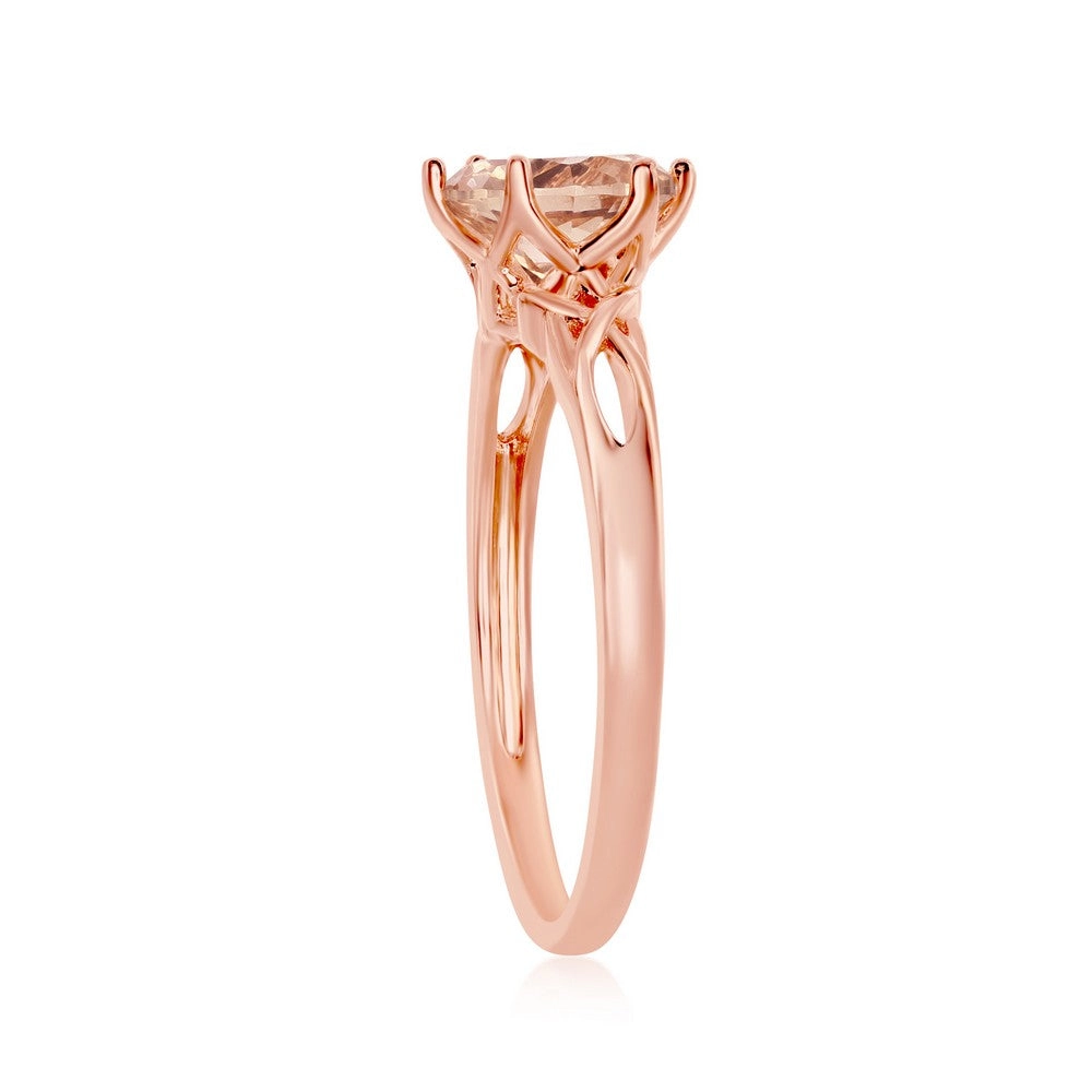 Sterling Silver 6-Prong 7mm Round Morganite CZ Ring - W-1938