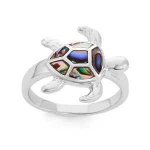 Sterling Silver Abalone Turtle Ring - W-1503