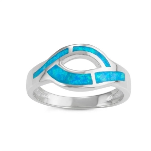 Sterling Silver Blue Opal Open Marquise Ring, Size 7