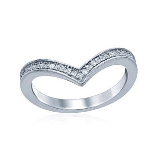 Sterling Silver Cubic Zirconia V Shaped Ring - W-1655