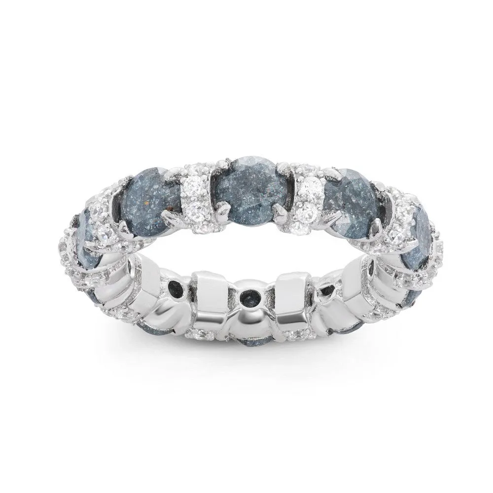 Sterling Silver CZ and Dark Gray Ice Eternity Ring - W-1487
