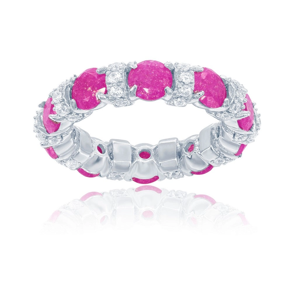 Sterling Silver CZ and Lt. Pink Ice Eternity Ring - W-1485