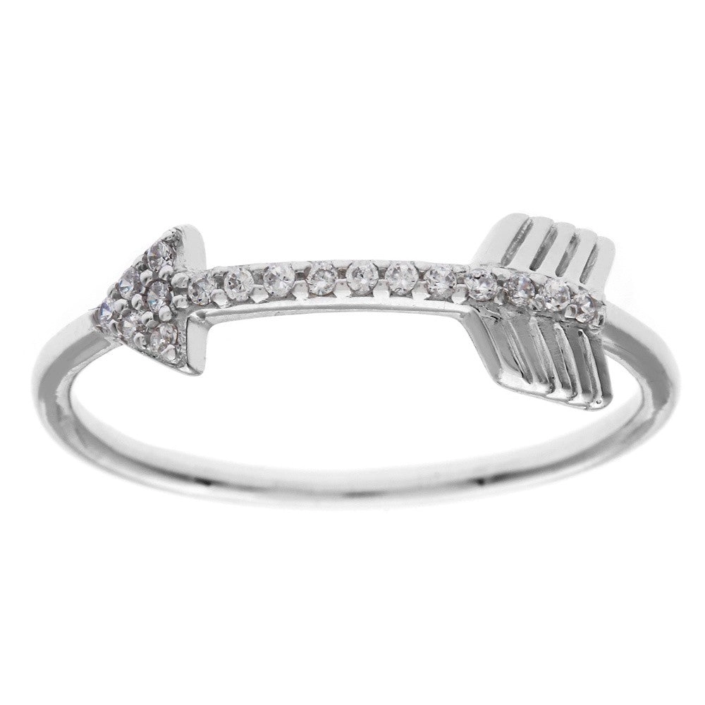 Sterling Silver CZ Arrow Ring - W-9858