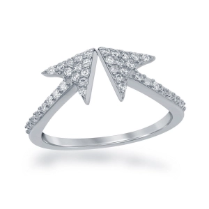 Sterling Silver CZ Double Arrow Ring - W-1373