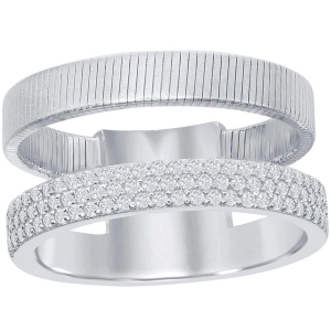 Sterling Silver Designer CZ Ring Bonded with Platinum, Size 8