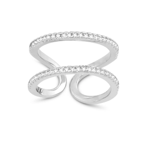 Sterling Silver Double Open Cubic Zirconia Ring - W-1220