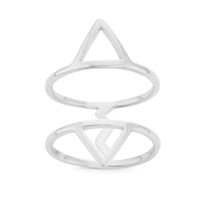Sterling Silver Double Row Open Triangles Wide Ring - W-1545
