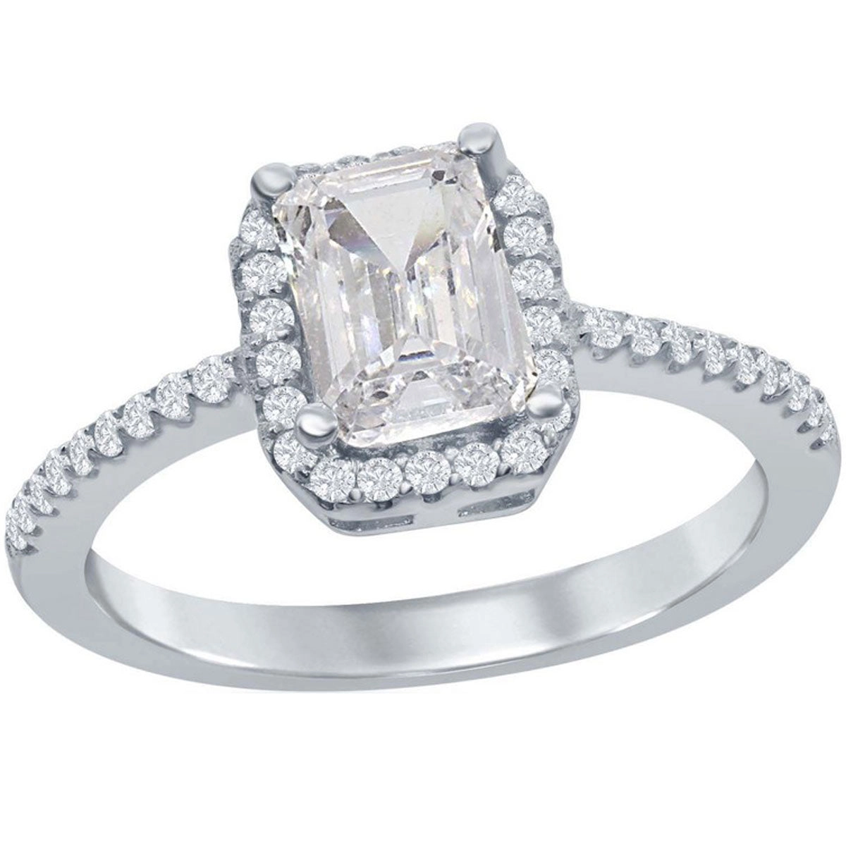 Sterling Silver Four-Prong White CZ Ring - W-1880