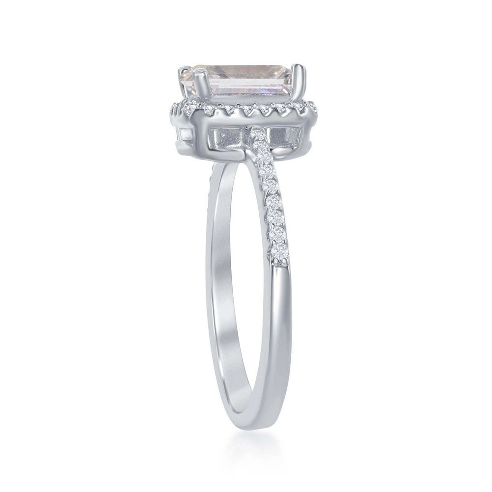 Sterling Silver Four-Prong White CZ Ring - W-1880