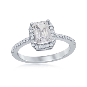 Sterling Silver Four-Prong White CZ Ring - W-1880