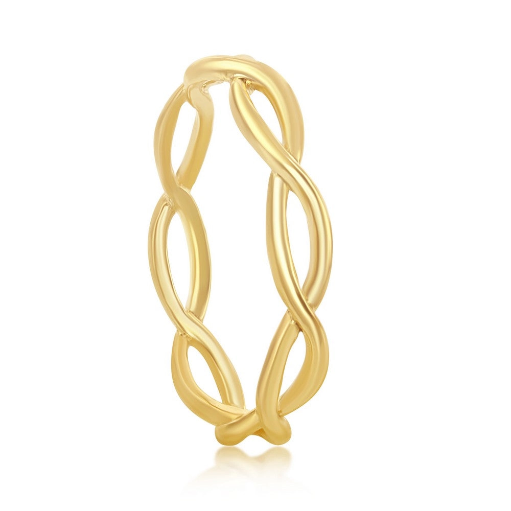Sterling Silver Gold-Plated Intertwined Ring - W-1875