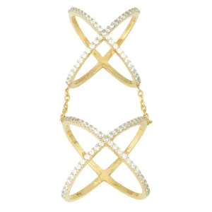 Sterling Silver GP CZ Double-X Style Ring - W-9978