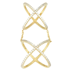 Sterling Silver GP CZ Double-X Style Ring - W-9978