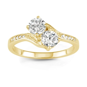 Sterling Silver GP Us2gether Round Two-Stone CZ Ring - W-1668