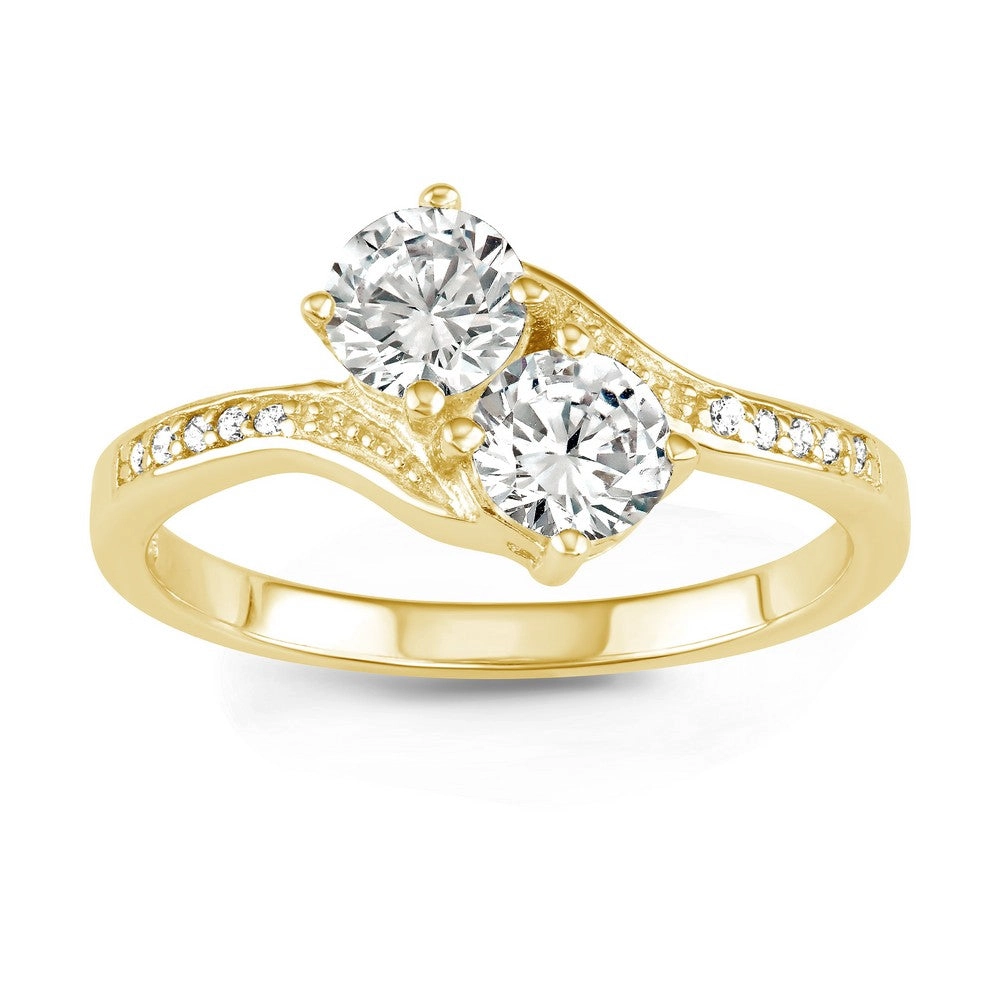 Sterling Silver GP Us2gether Round Two-Stone CZ Ring - W-1668