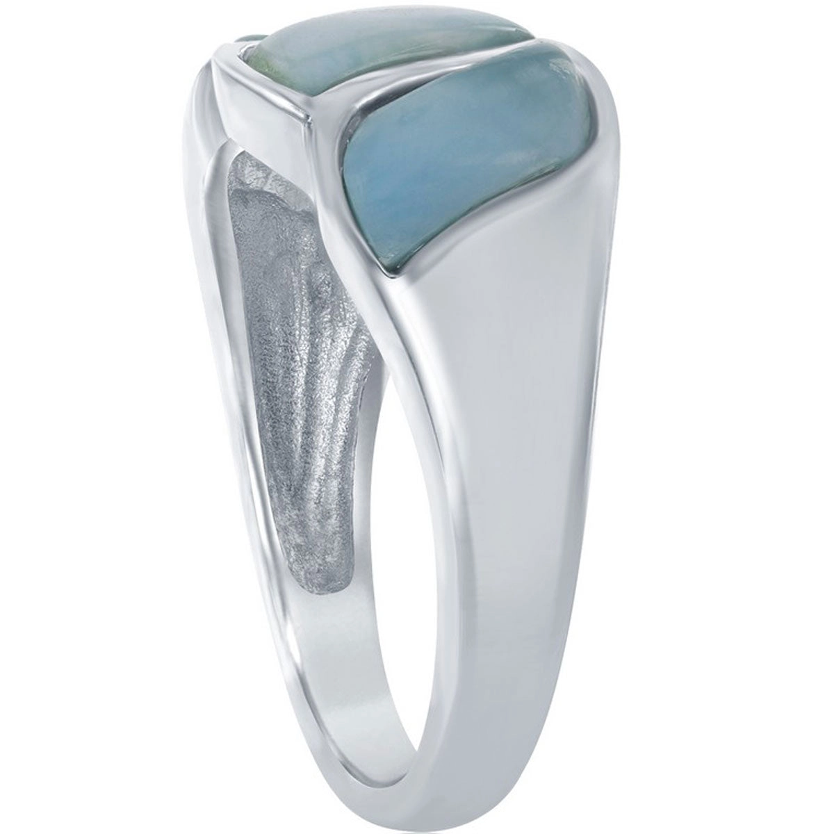 Sterling Silver Larimar Wave Design Ring, Size 9