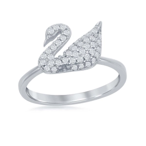 Sterling Silver Micro Pave Swan Ring - W-1870
