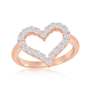 Sterling Silver Open Heart Cubic Zirconia Ring - W-1940