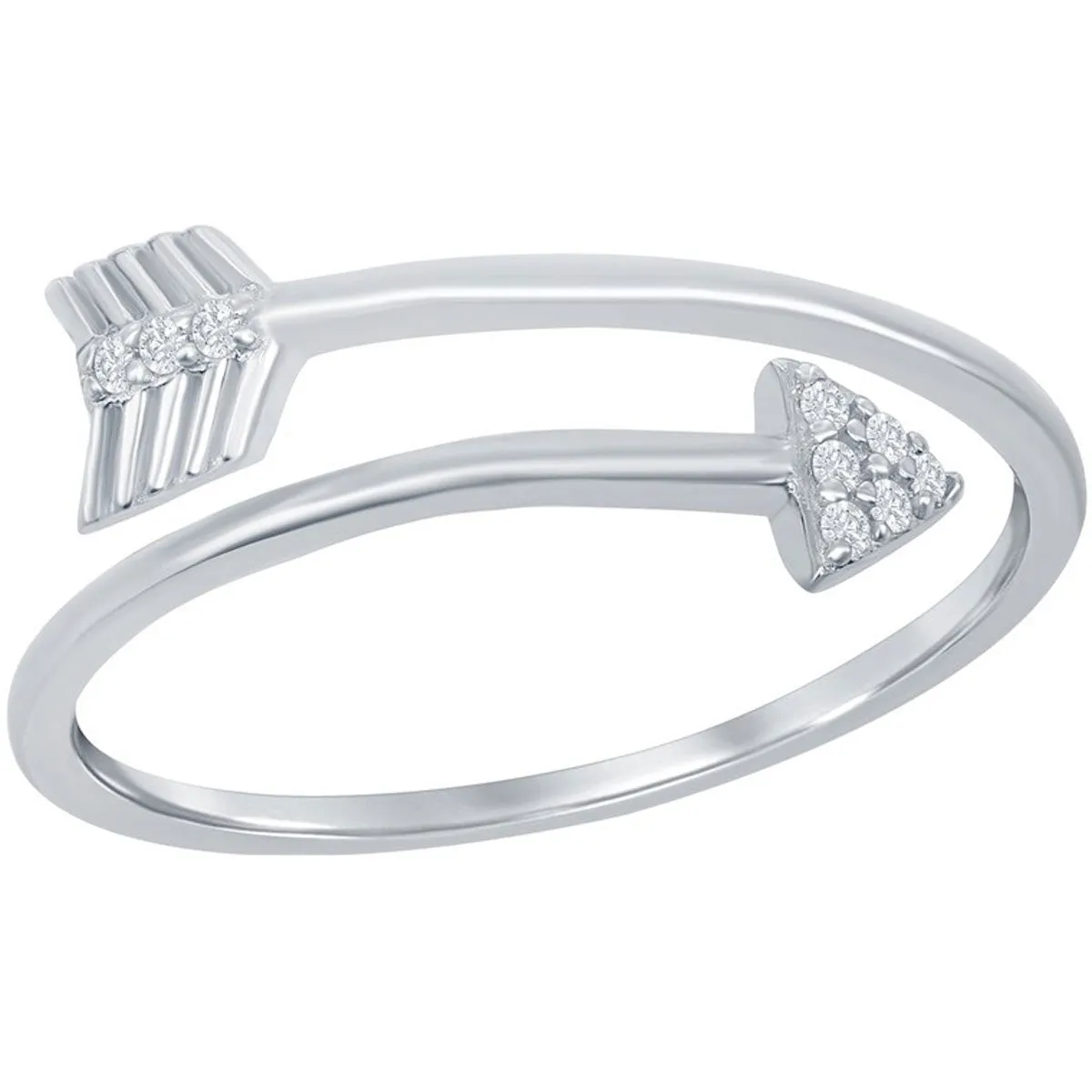 Sterling Silver Overlapping Arrow Ring - W-9859