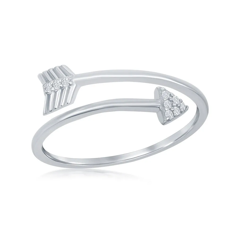 Sterling Silver Overlapping Arrow Ring - W-9859