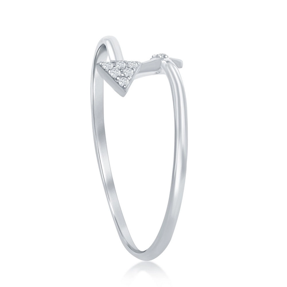 Sterling Silver Overlapping Arrow Ring - W-9859