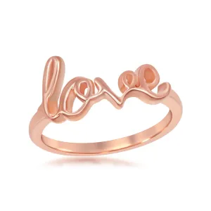 Sterling Silver Rose GP LOVE Ring - W-9830