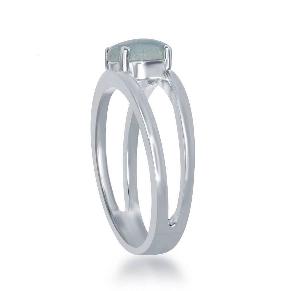 Sterling Silver Round Pronged Larimar Ring, Size 9