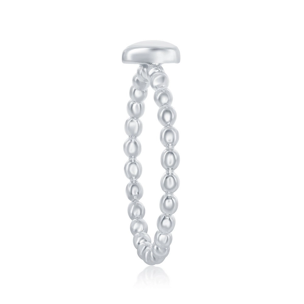 Sterling Silver Small Heart Beaded Band Ring - W-1970