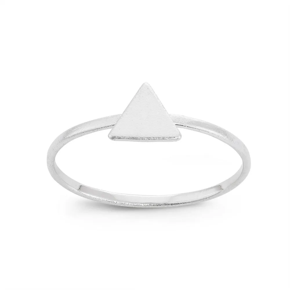 Sterling Silver Small Shiny Triangle Ring - W-1538