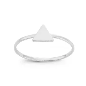 Sterling Silver Small Shiny Triangle Ring - W-1538