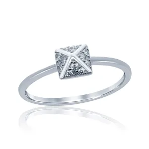 Sterling Silver Square CZ Pyramid Style Ring - W-9799