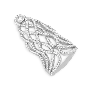 Sterling Silver Tall Crown Style CZ Ring - W-1227