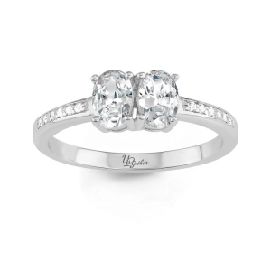 Sterling Silver Us2gether Oval Two-Stone CZ Ring - W-1660
