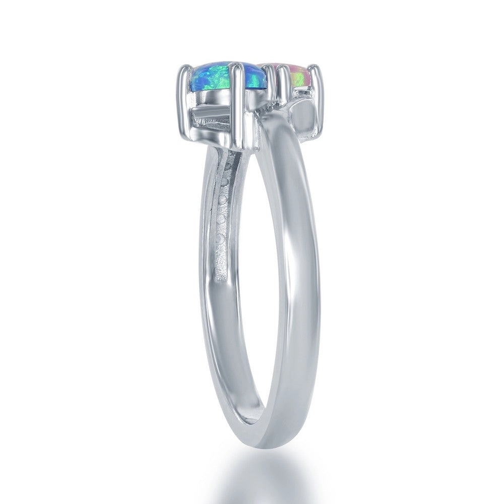 Sterling Silver Us2gether Round Pink and Blue Opal Ring - W-1700