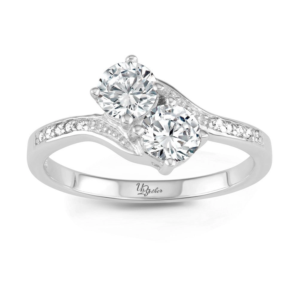 Sterling Silver Us2gether Round Two-Stone CZ Ring - W-1661