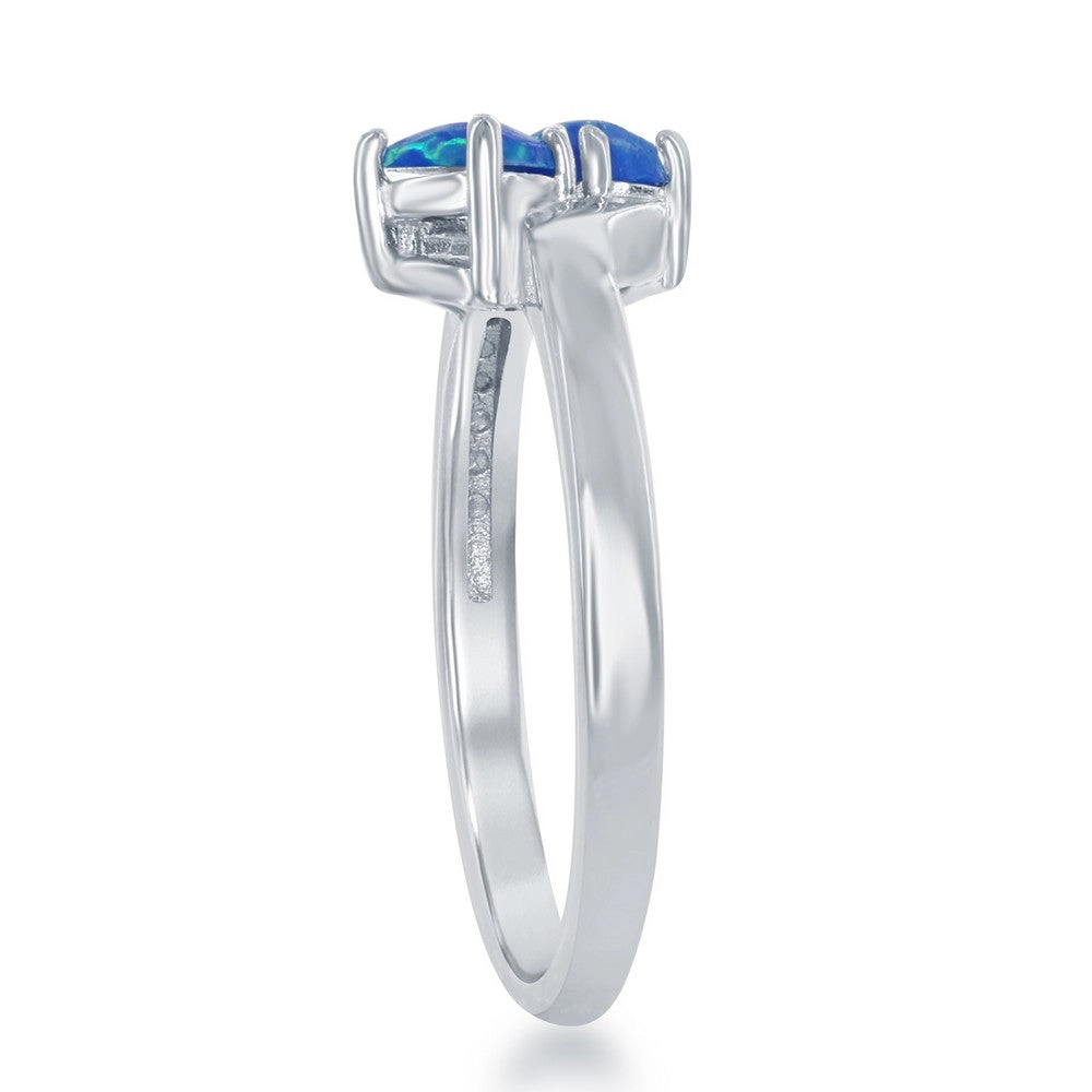 Sterling Silver Us2gether Two-Stone Blue Opal CZ Ring - W-1691