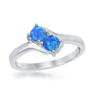 Sterling Silver Us2gether Two-Stone Blue Opal CZ Ring - W-1691