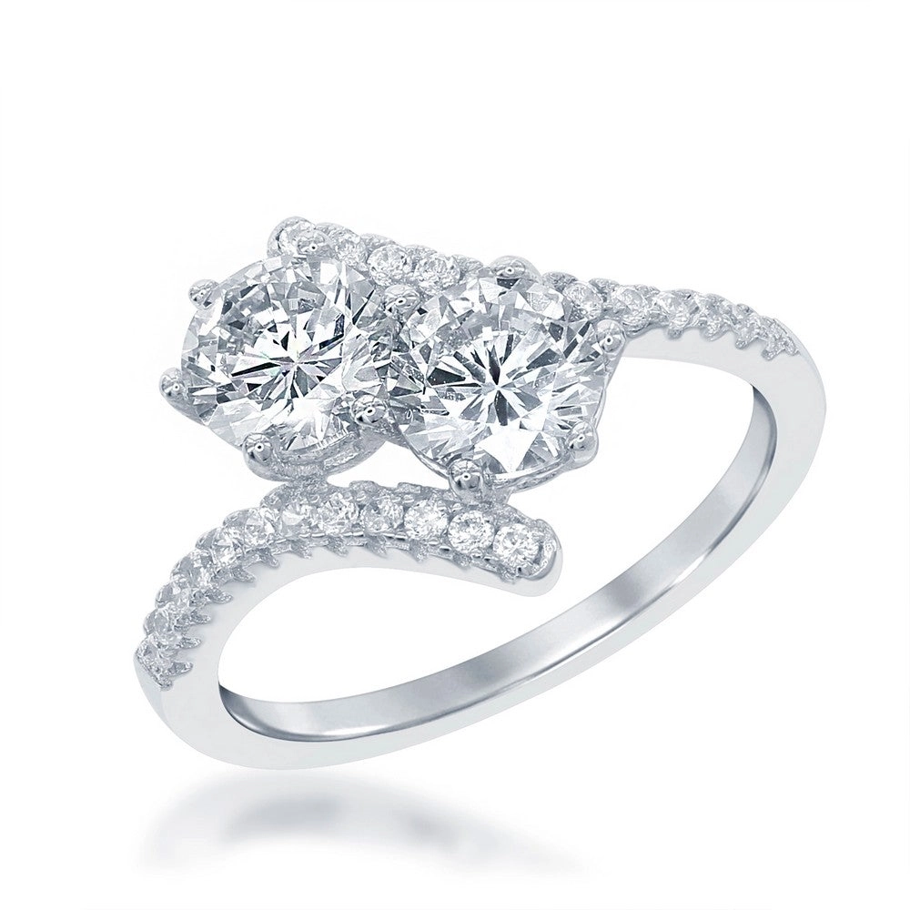 Sterling Silver Us2gether Two-Stone Overlapping CZ Ring - W-1676