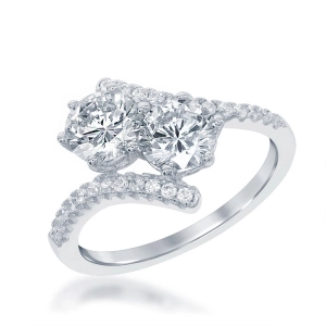 Sterling Silver Us2gether Two-Stone Overlapping CZ Ring - W-1676