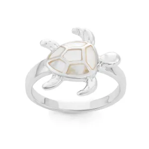 Sterling Silver White MOP Turtle Ring - W-1502