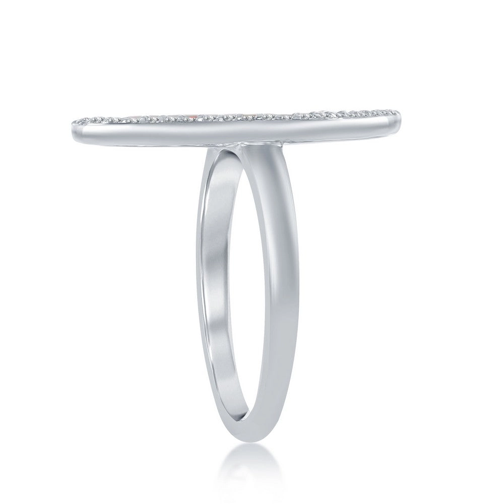 Sterling Silver White Opal Irregular Shape with CZ Ring - W-1972