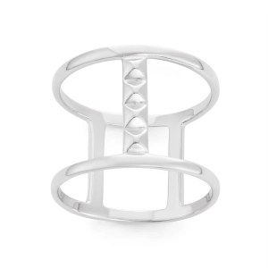 Sterling Silver Wide Double Row with Bars Ring - W-1546