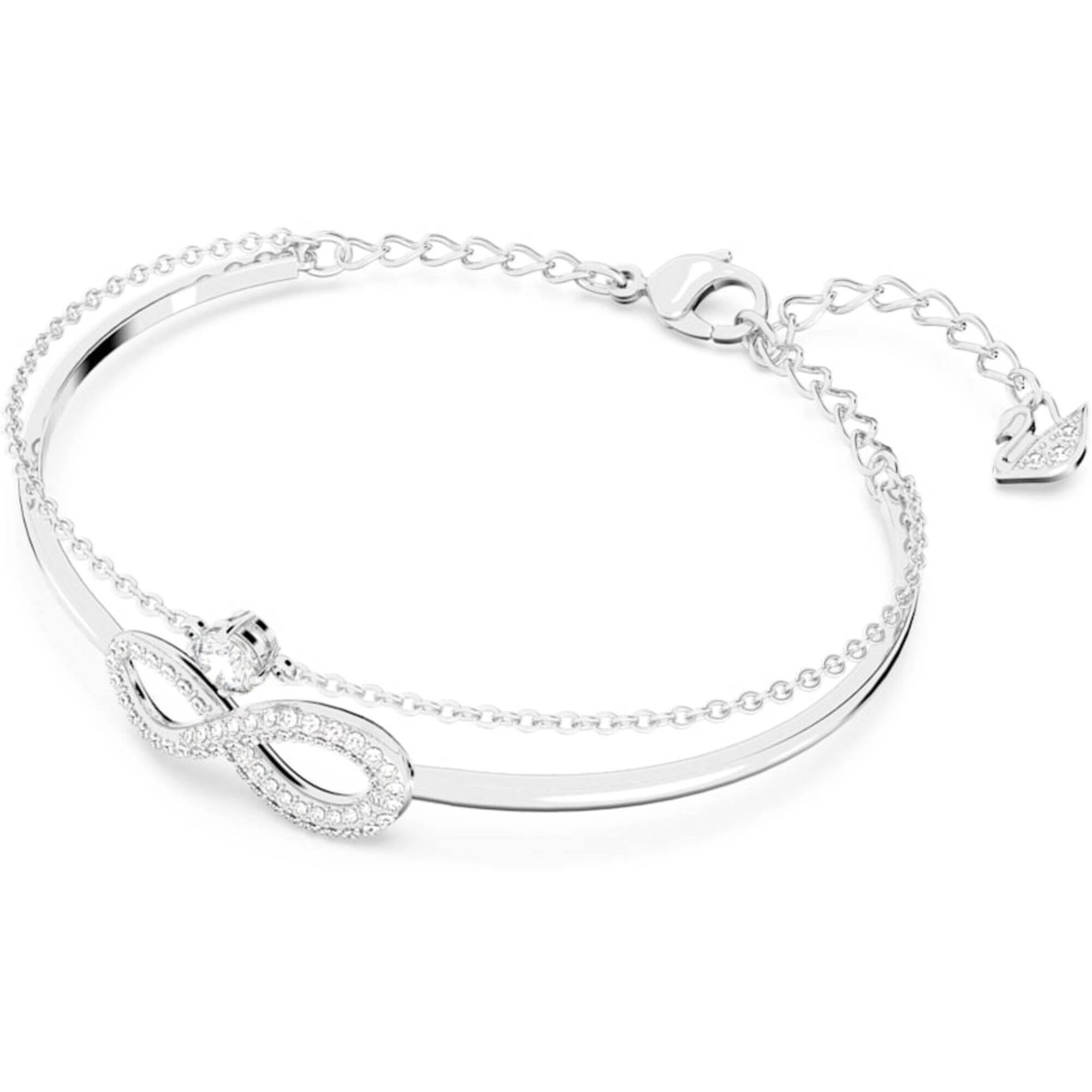 Swarovski Women's Bangle - Infinity White Crystals Elegant Rhodium Plated | 5520584