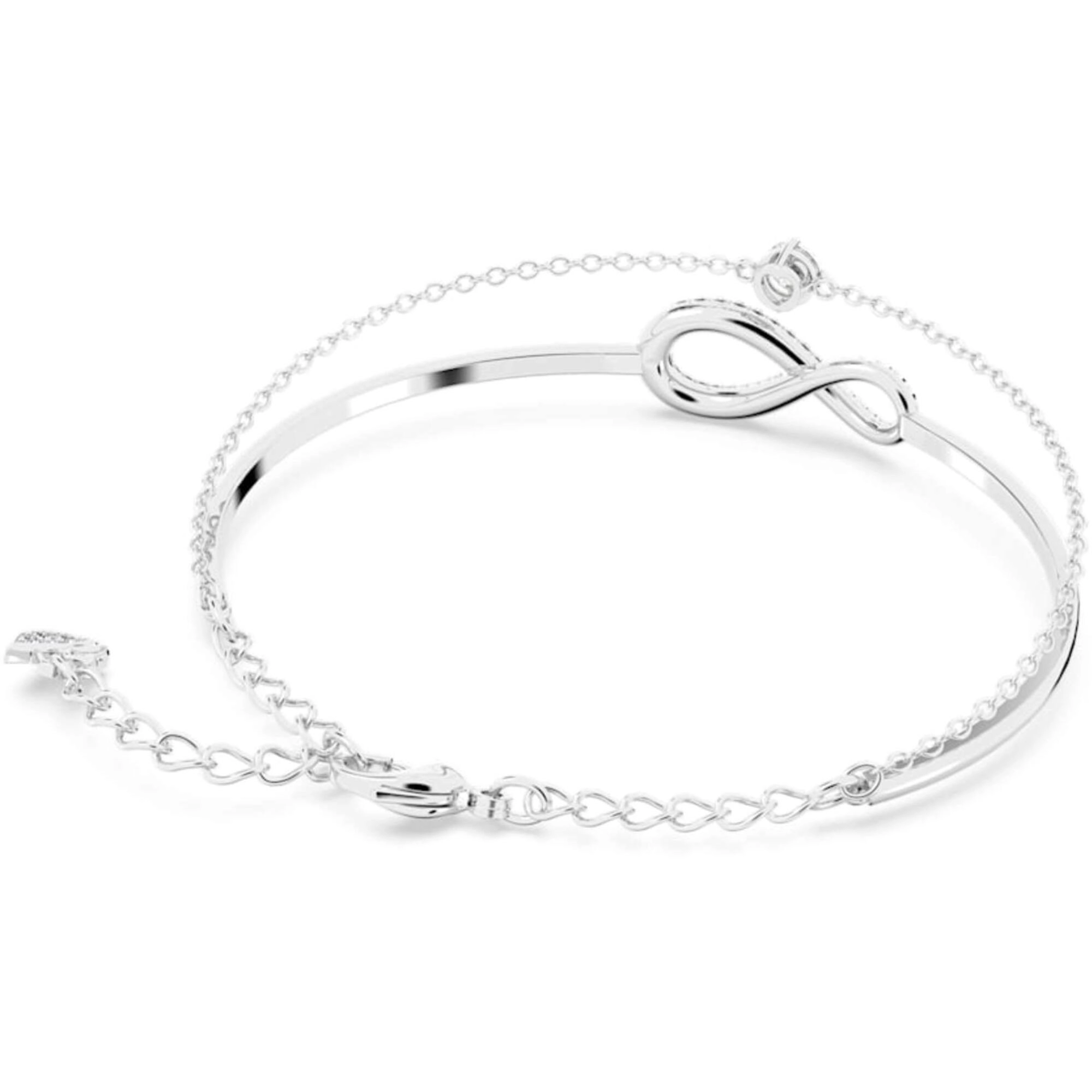 Swarovski Women's Bangle - Infinity White Crystals Elegant Rhodium Plated | 5520584