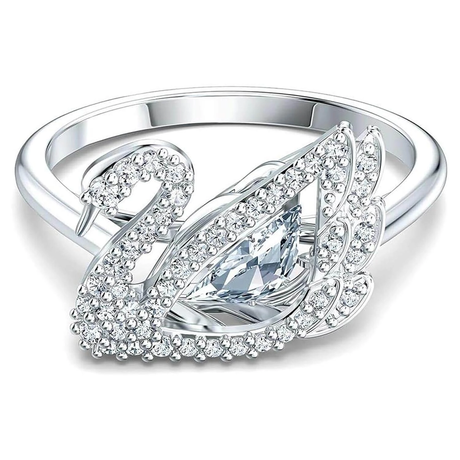 Swarovski Women's Ring - Dancing Swan Rhodium Plated and Crystal, Size 6.75 | 5520712
